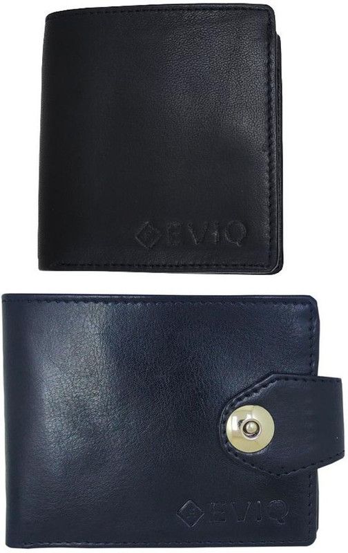 Men Casual, Formal Black Genuine Leather, Artificial Leather Wallet - Regular Size  (7 Card Slots, Pack of 2)
