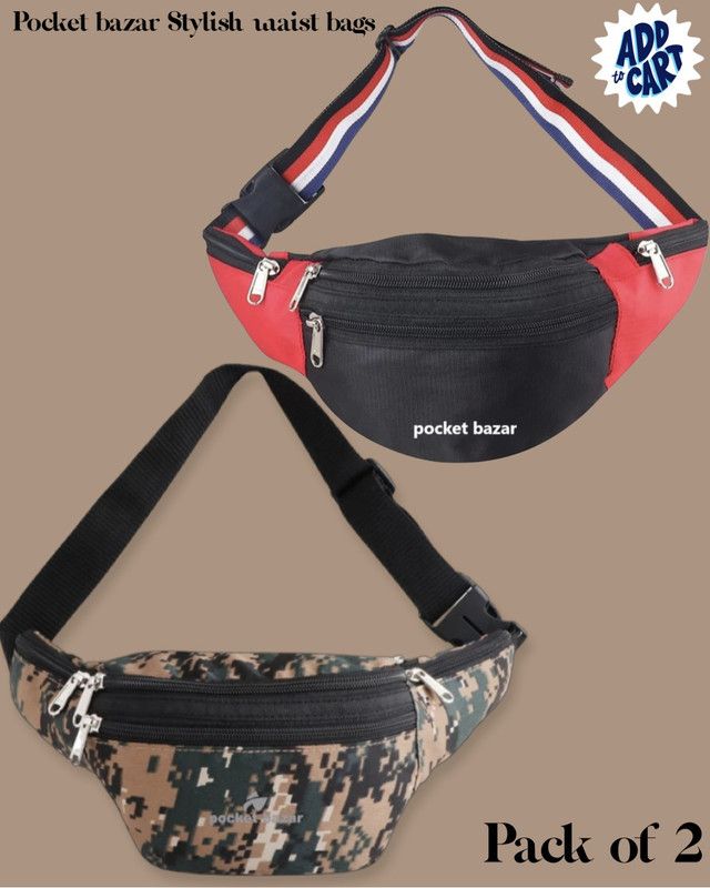 pocket bazar PACK OF 2 WAIST BAG Waist Bag  (Multicolor)