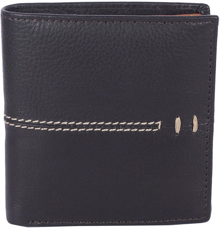 Men Black Genuine Leather RFID Wallet - Mini  (12 Card Slots)