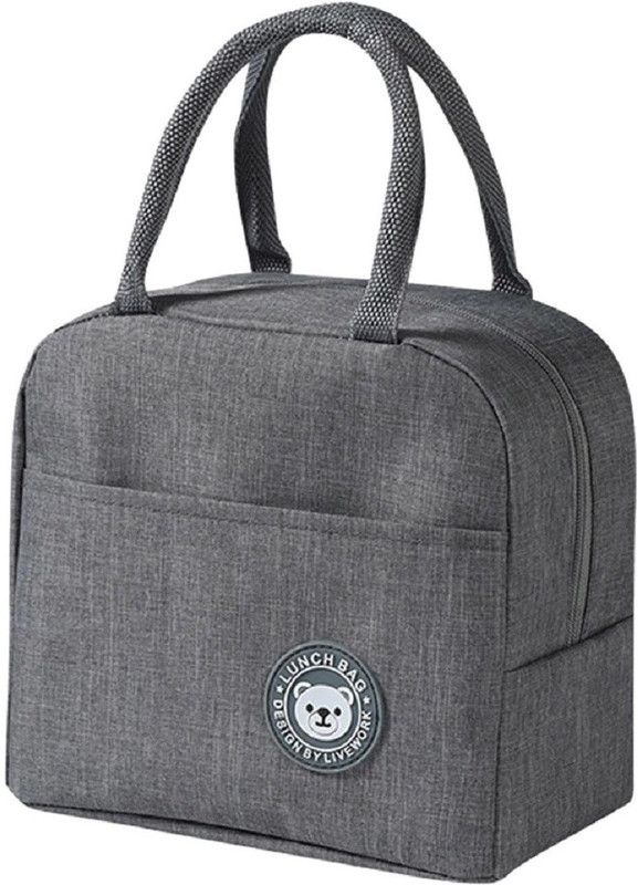 Epyz Fresh Cooler Solid Lunch Bags Waterproof Nylon Portable Zipper Thermal Oxford Lunch Bags for Women Convenient Lunch Box Tote Food Bags Waterproof Lunch Bag  (Grey, 10 inch)