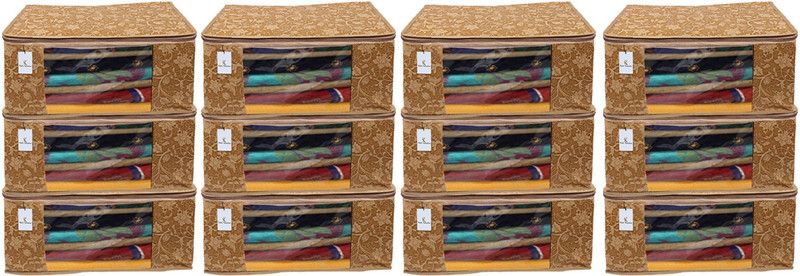 KUBER INDUSTRIES Metalic Flower 12 Piece Non CTKNEW0262  (Beige)
