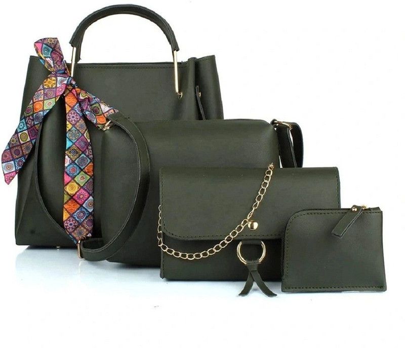 Women Green Handbag - Extra Spacious  (Pack of: 4)
