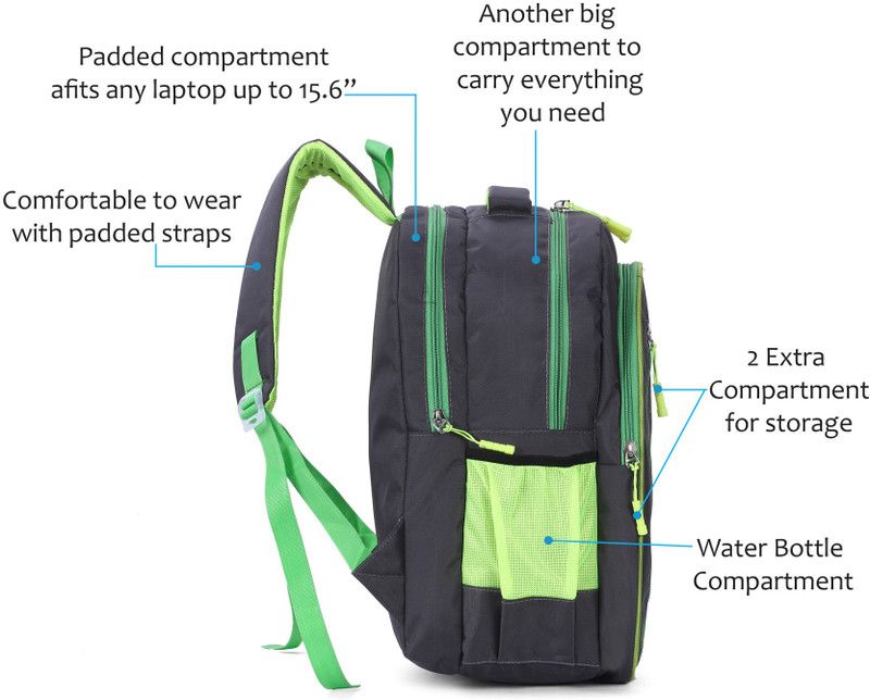 Medium 30 L Laptop Backpack Green sky  (Green, Grey)