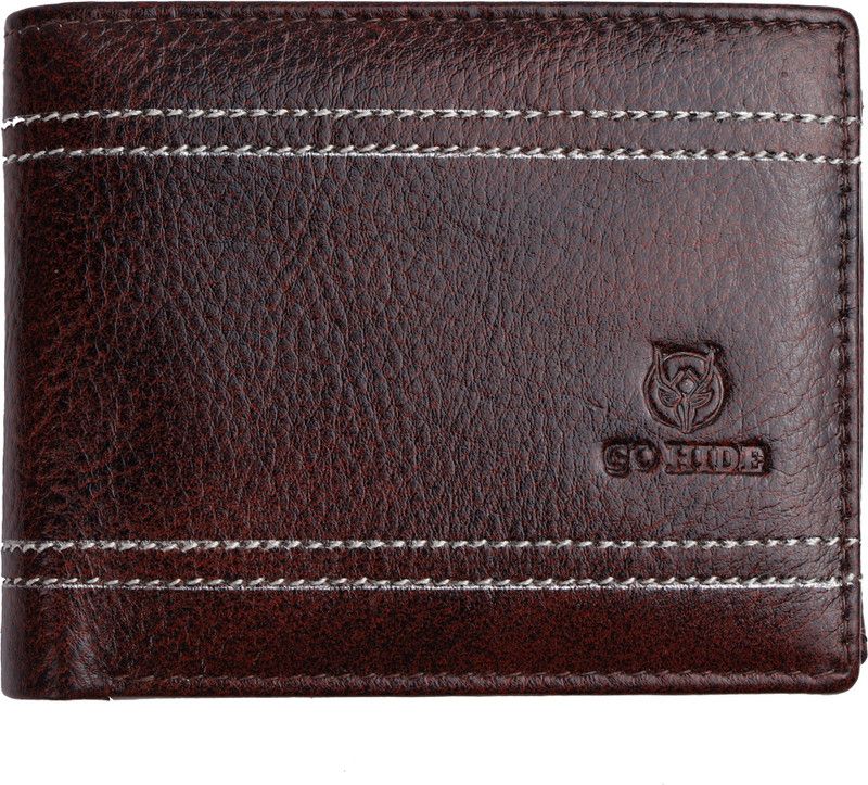 Men Red Genuine Leather RFID Wallet - Mini  (13 Card Slots)