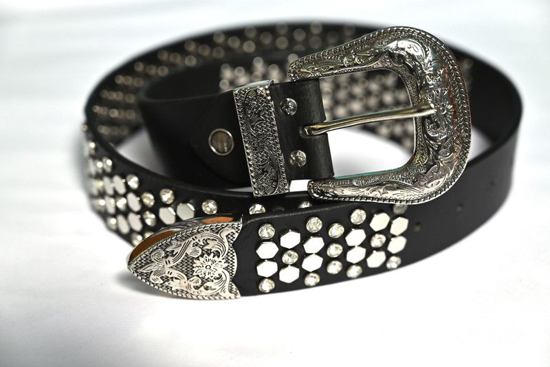 Men & Women Party Black Genuine Leather Belt