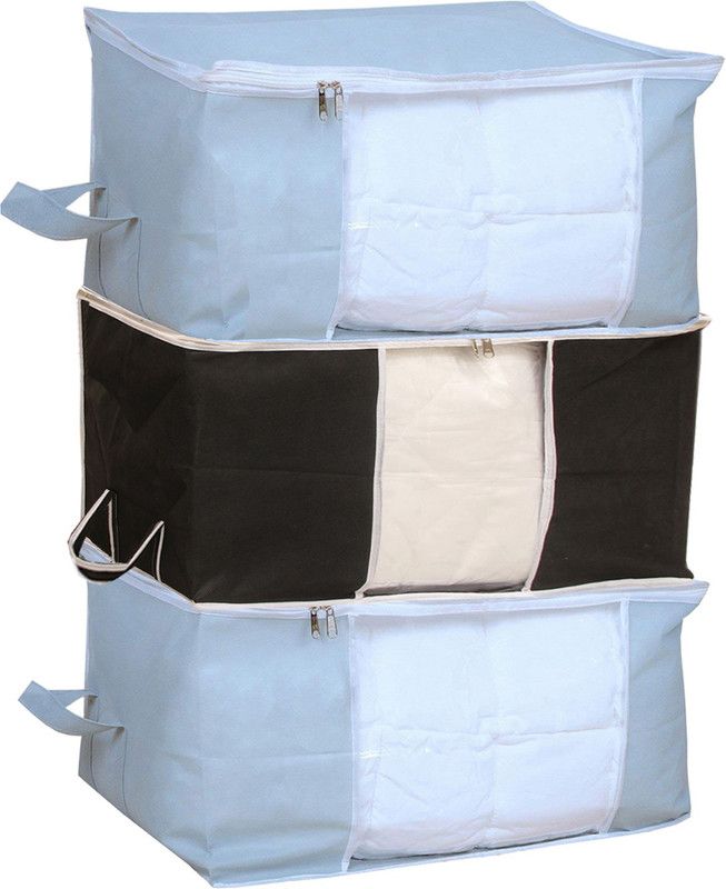 KUBER INDUSTRIES Underbed Storage Bag Non Woven Underbed Storage Bag, Extra Large Set of 3 Pcs, Grey Black CTSN084  (Grey,Black)