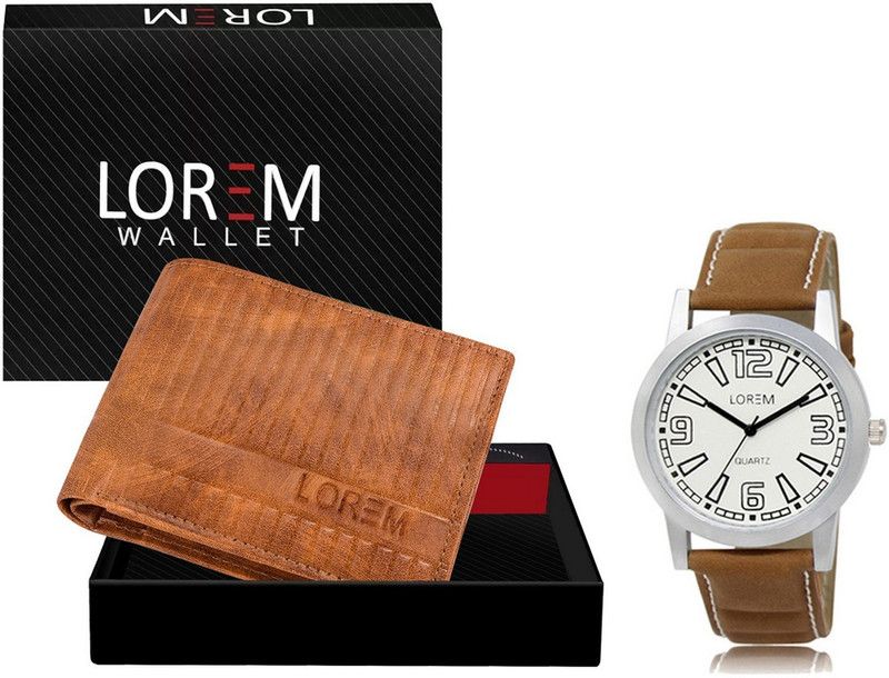 LOREM Watch & Wallet Combo  (Beige)