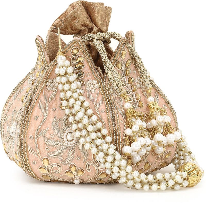 Women Pink, Gold Potli