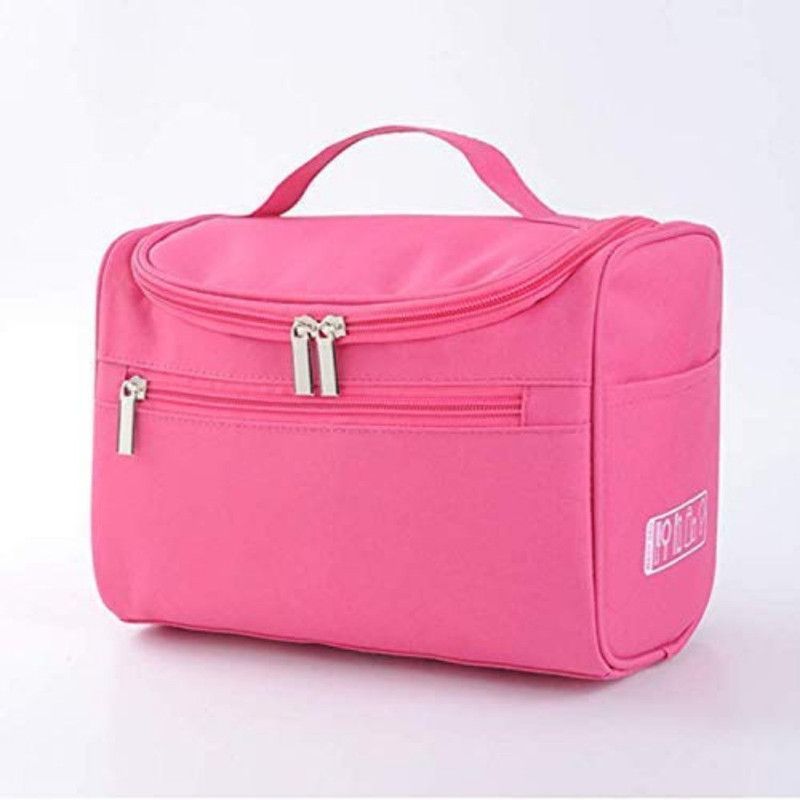mahavir Eco products Waterpruf Cosmetic Bag Cosmetic Bag with Hook for Travel, Makeup Organiser, Cosmetic Pouch, Household Grooming Kit, Makeup Bag For Women (Pack Of 1, Multicolor) Travel Toiletry Kit  (Pink)