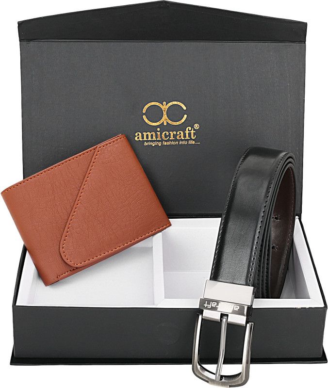 Amicraft Wallet & Belt Combo  (Brown, Black)