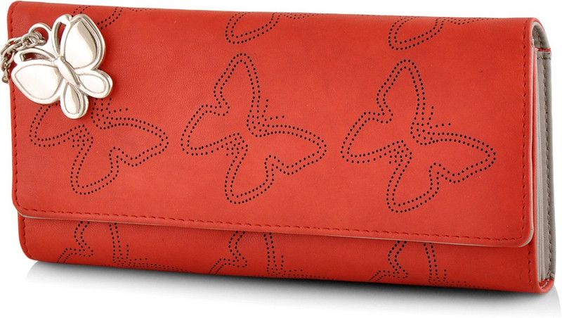 Casual Red, Grey Clutch - Regular Size