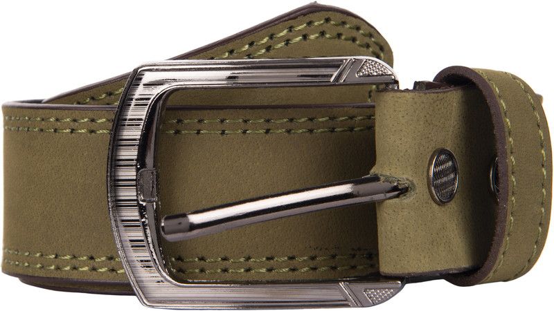 Men Green Genuine Leather Belt