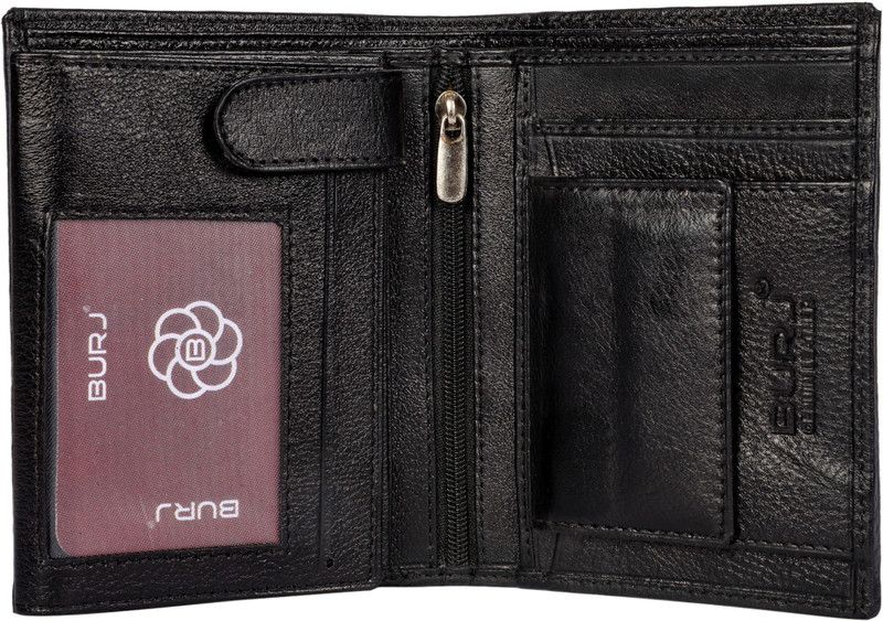 Men Casual Black Genuine Leather Wallet - Mini  (12 Card Slots)