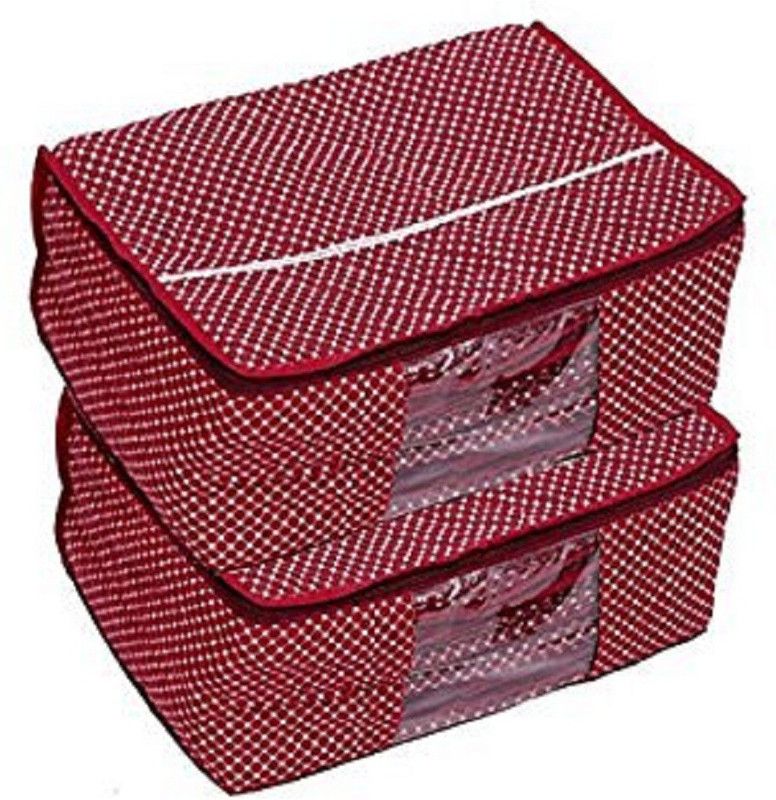 MOTHERLAND Wardrobe Organizer Designer Printed Regular Cloth Bag (Set of 2) MPRCB  (Maroon)