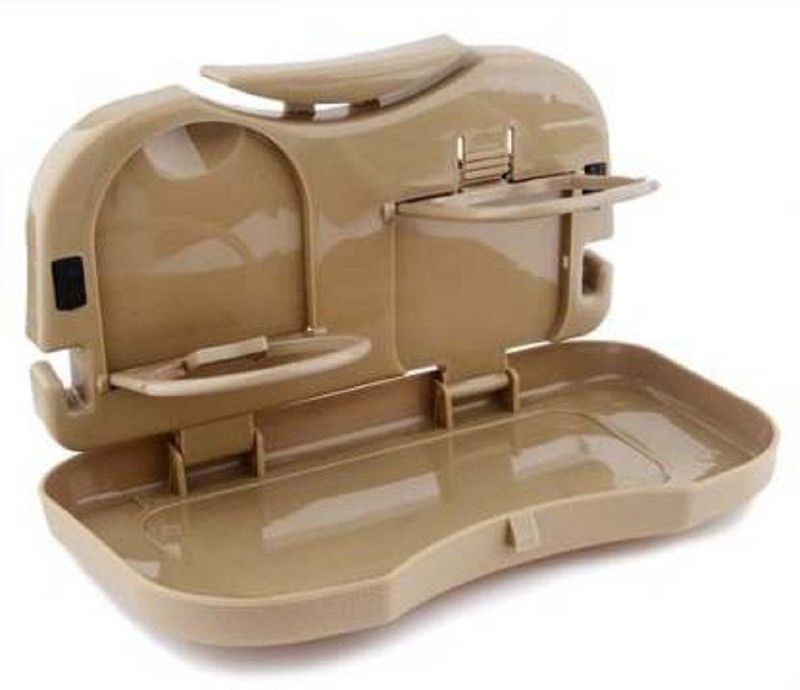 PAVITYAKSH Car Travel Plastic Fold able Meal Drink Cup Tray Holder Mini Dining Table  (Beige)