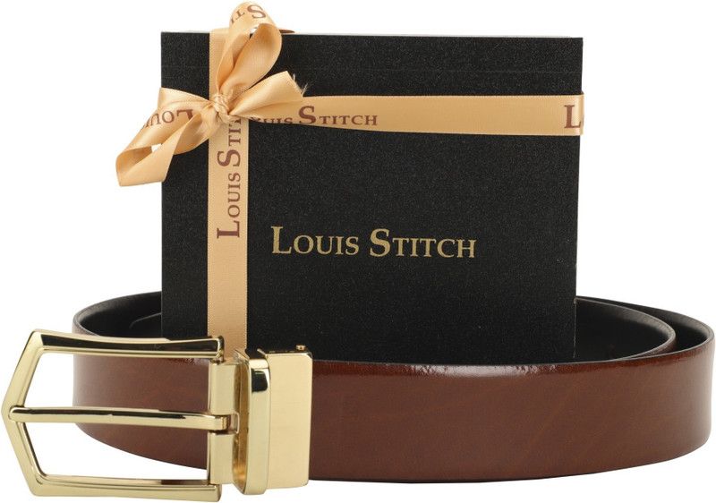 Men Casual Brown Genuine Leather Reversible Belt