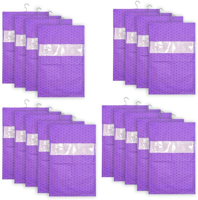 PrettyKrafts Saree hanging orgonizer Printed Non Woven Hanging Saree Cover Wardrobe Organiser shopsy_F1558_Purple18  (Purple)