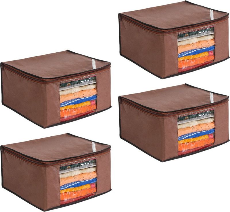 PrettyKrafts Saree orgonizer Saree Storage Bag With Zip, Wardrobe Organiser, Clothes Cover & Storage shopsy_F1284_Brown4_PK  (Brown)
