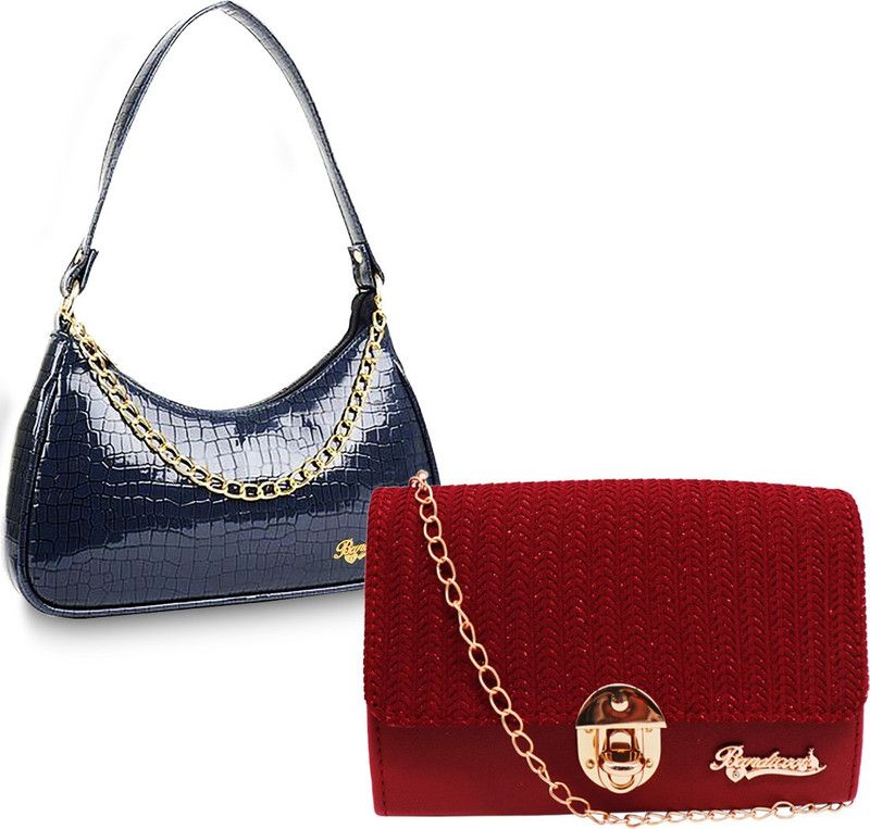 Blue, Red Sling Bag CROCO Quotorze Cross body Chain Sling bag - Blue & Red NN  (Pack of 2)