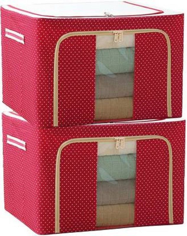Japji Cloth Organizer 66 L Storage Boxes For Clothes Storage Bags for Storage Box Cloth Wardrobe Organizers Cloth Organizer 66 L  (Red)