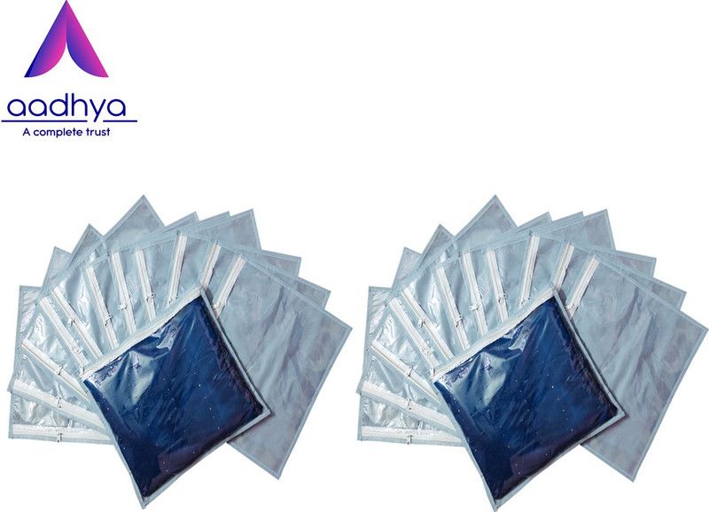 Aadhya High Quality (80gsm non woven fabric) Pack Of 24 Pieces Non woven Single Saree Cover Travelling Organisers ,Garments Cover ,Clothes Cover For Women  (Grey)