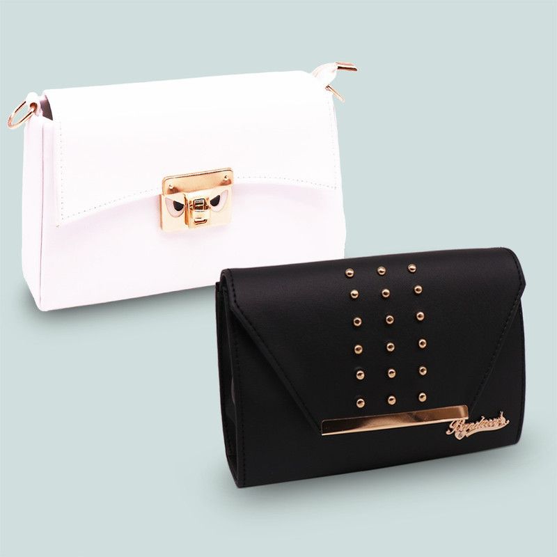White, Black Sling Bag EY NAINA Fragrance Cross body Chain Sling bag - White & Black  (Pack of 2)