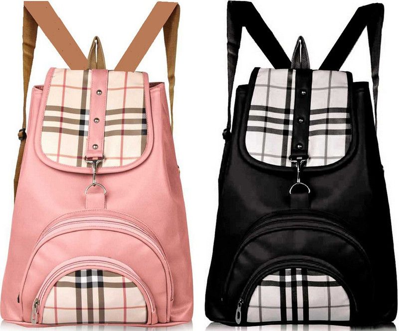 Latest Pu Leather Trendy Backpack Used For Women & Girls Backpack 7 L No Backpack  (Pink, Black)