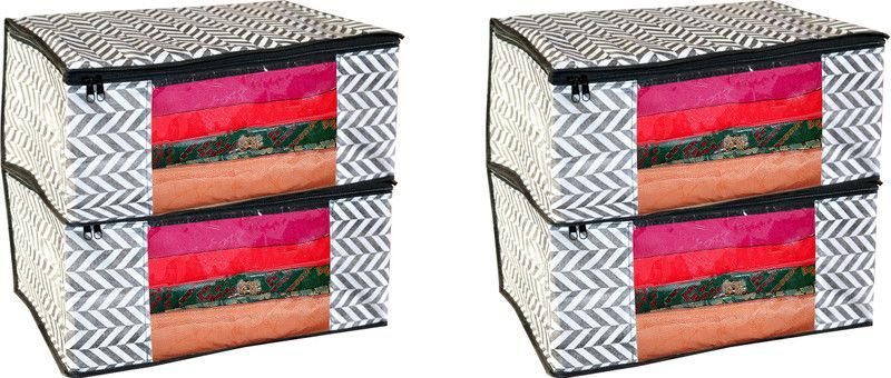 Lonekart NA Cloths organizer saree cover storage bags pack of 4 Z-BLK-4  (Black&white)