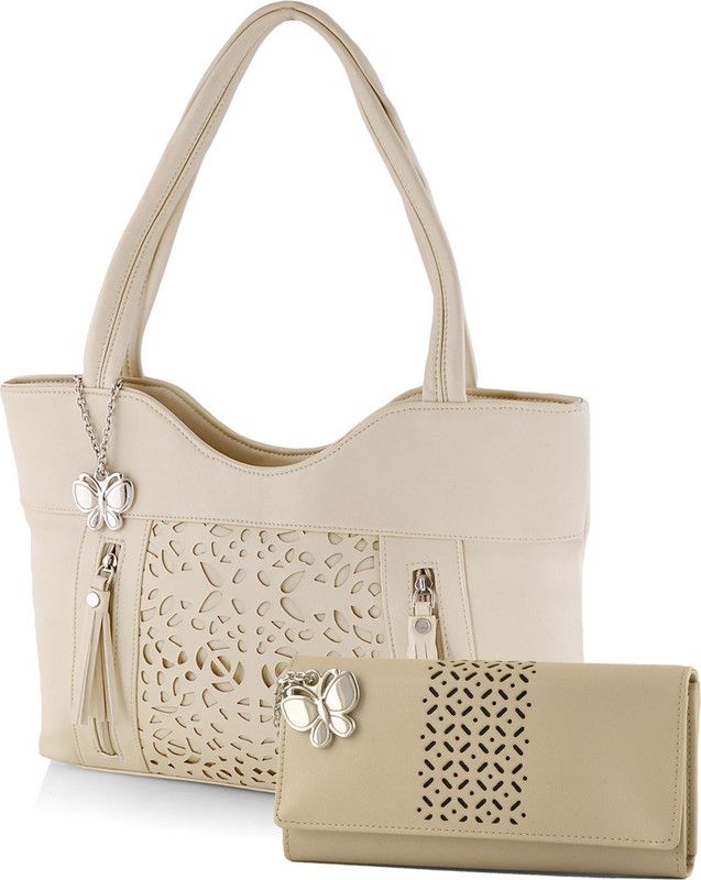 Women Beige Hand-held Bag - Extra Spacious  (Pack of: 2)