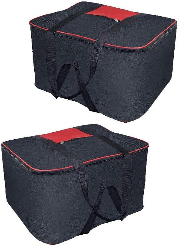 VANSH sb Pack of 2 Nylon Big Underbed Moisture Proof Storage Bag with Zippered Closure 2  (Black)