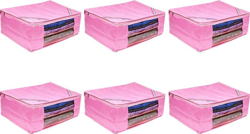 PrettyKrafts Saree orgonizer Silk fabric with foam quilted saree cover wardrobe organizer shopsy_F1522_Pink6  (Pink)