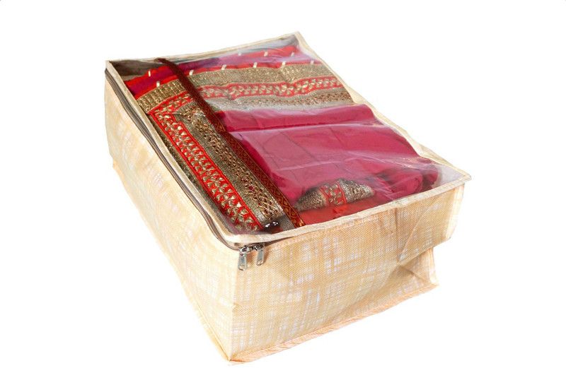 Prem Industries Saree Cover/ Lahenga Cover/ Wardrobe Organiser / Regular Clothes Bag Saree Cover/ Lahenga Cover/ Wardrobe Organiser / Regular Clothes Bag SK0135  (Gold)