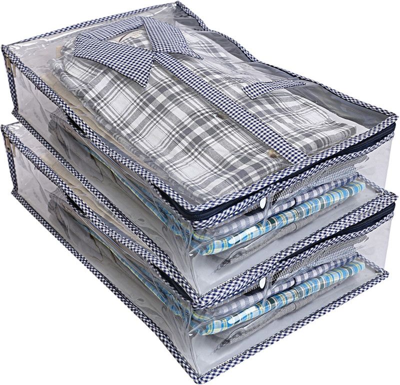 KUBER INDUSTRIES Transparent 2 Pieces PVC Shirt Cover (Blue) -CTKTC5291 CTKTC05291  (Blue)