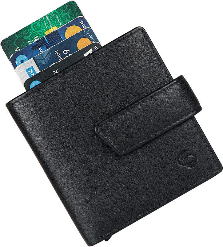 Men Casual Black Genuine Leather RFID Wallet - Regular Size  (9 Card Slots)