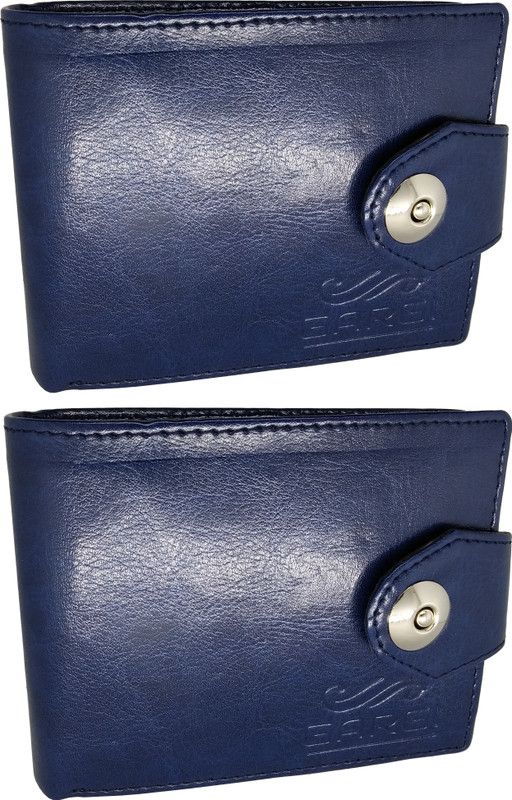Men Blue Artificial Leather Wallet - Mini  (5 Card Slots, Pack of 2)
