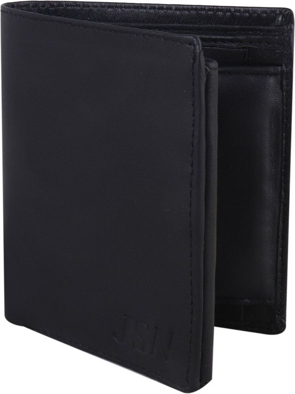 Men Black Genuine Leather Wallet - Regular Size  (14 Card Slots)