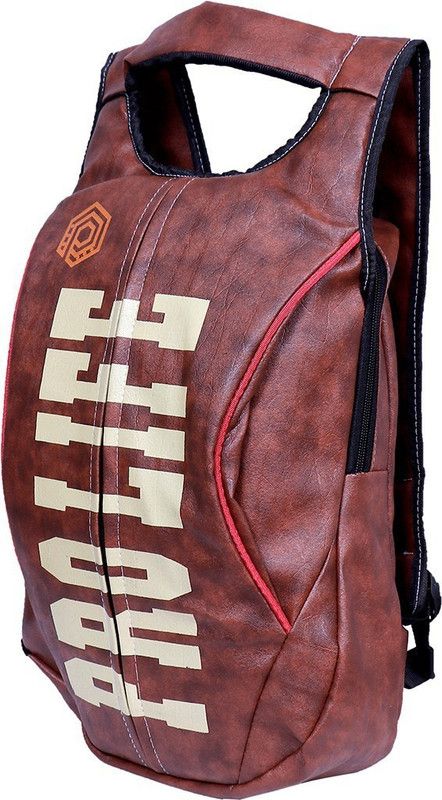 Small 20 L Backpack PU Italian Leather 01  (Brown)