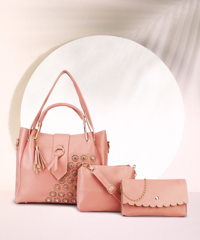 Girls Pink Handbag  (Pack of: 3)