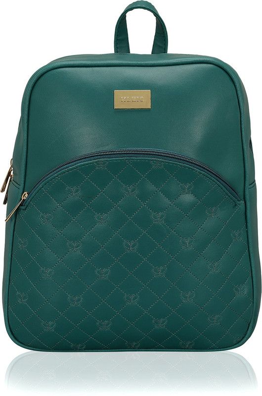 7.8 L Backpack Medium Size PU Leather Stylish Quilted Backpack For College Women Girls Ladies  (Green)