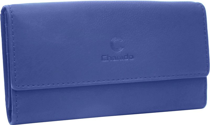 Women Travel Blue Genuine Leather RFID Wallet - Regular Size  (20 Card Slots)