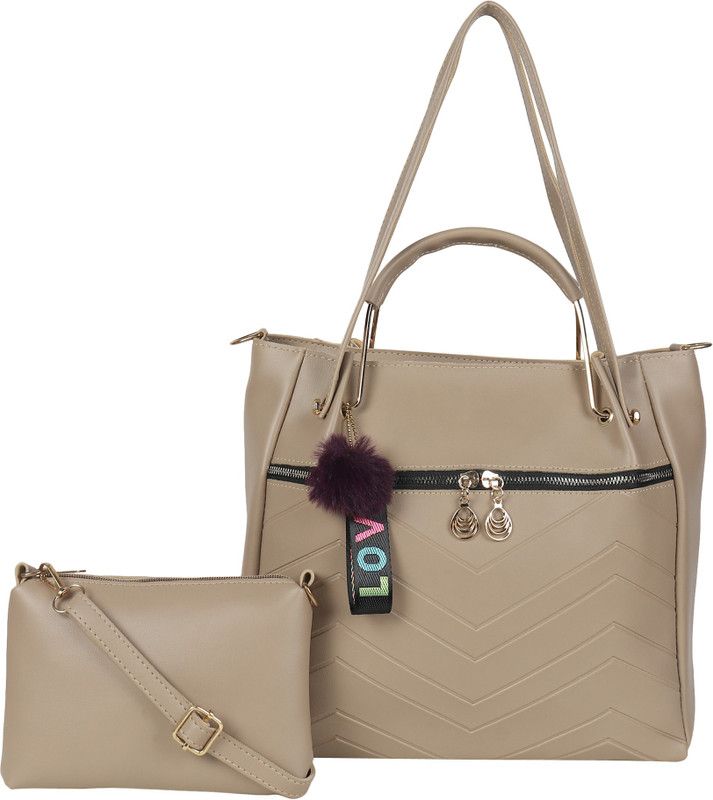 Women Beige Shoulder Bag  (Pack of: 2)
