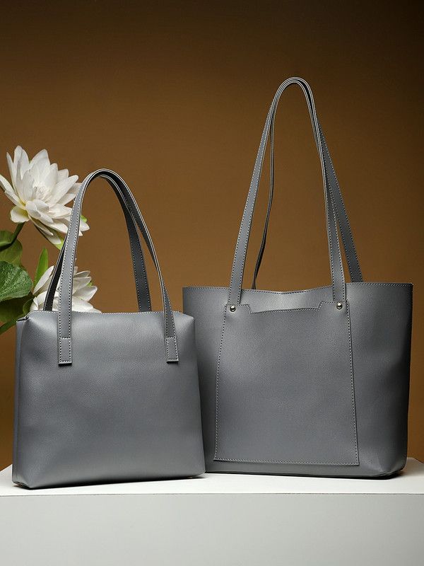 Women Grey Tote  (Pack of: 2)