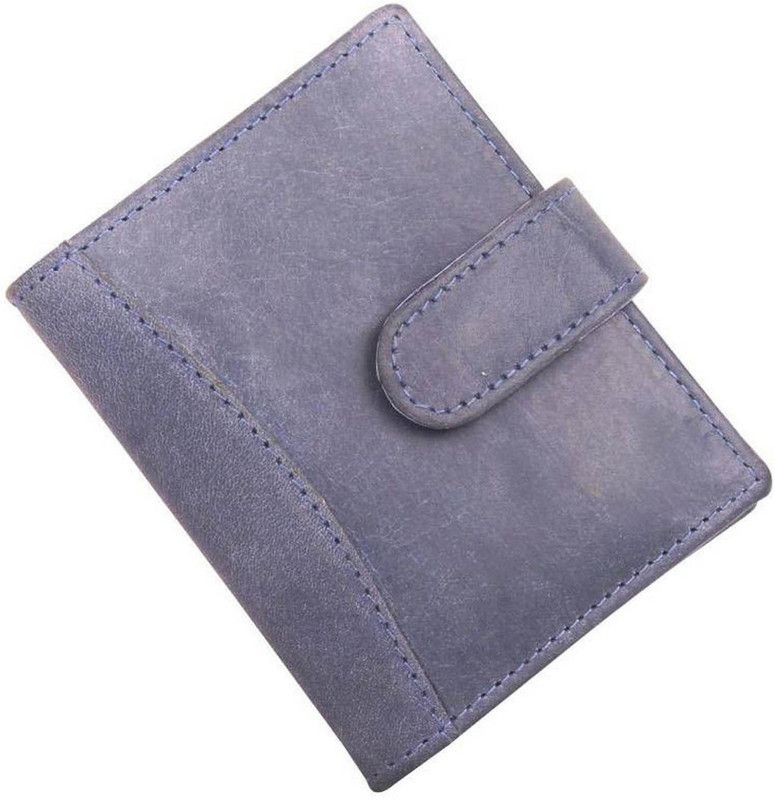 Men Blue Genuine Leather RFID Card Holder - Mini  (20 Card Slots)