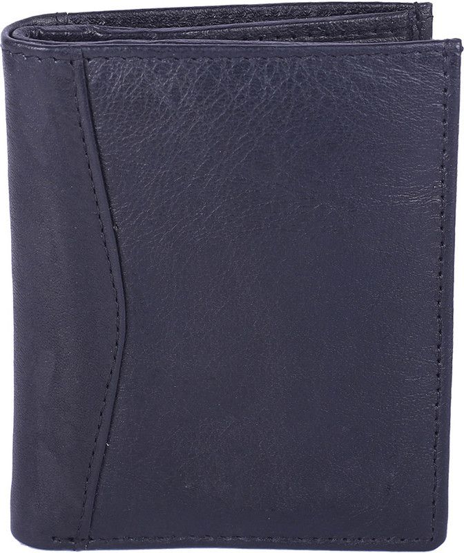 Men Blue Genuine Leather RFID Card Holder - Mini  (6 Card Slots)