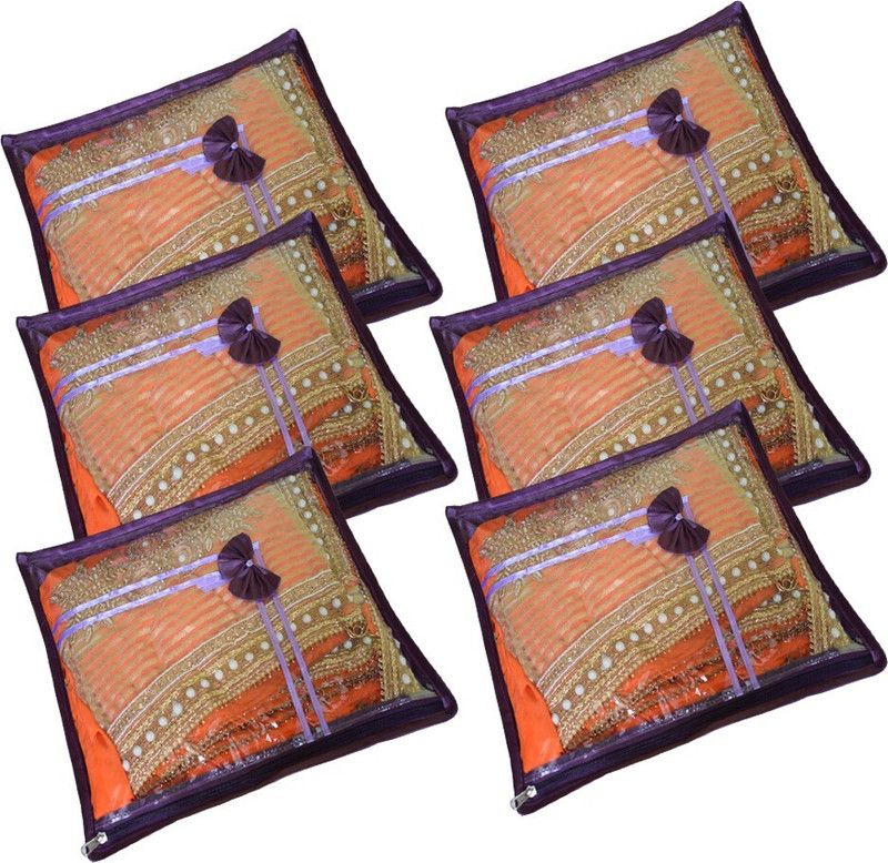 Aadhya Designer Single saree cover pack of 6  (Purple)