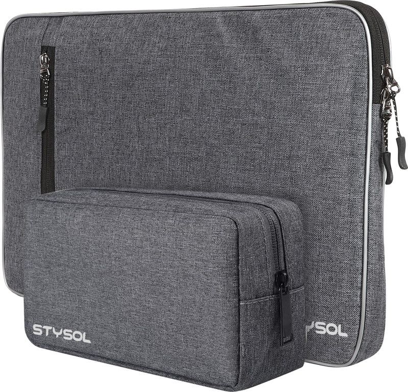 Stysol new laptop sleeve for men and women Waterproof Laptop Sleeve With Pouch Waterproof Laptop Sleeve/Cover  (Grey, 15.6 inch)