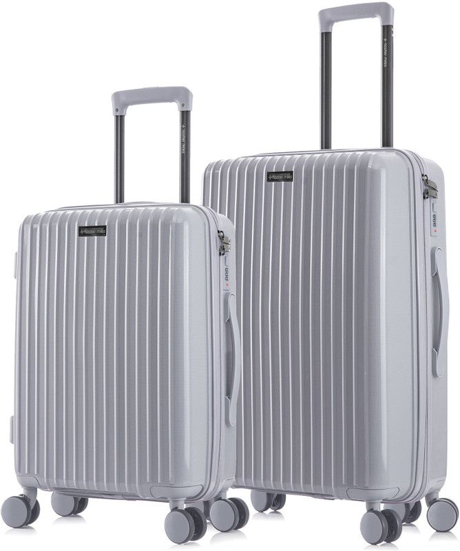 Hard Body Set of 2 Luggage - Pondicherry Hardside Polypropylene Trolley (55 & 65 cm) - Grey