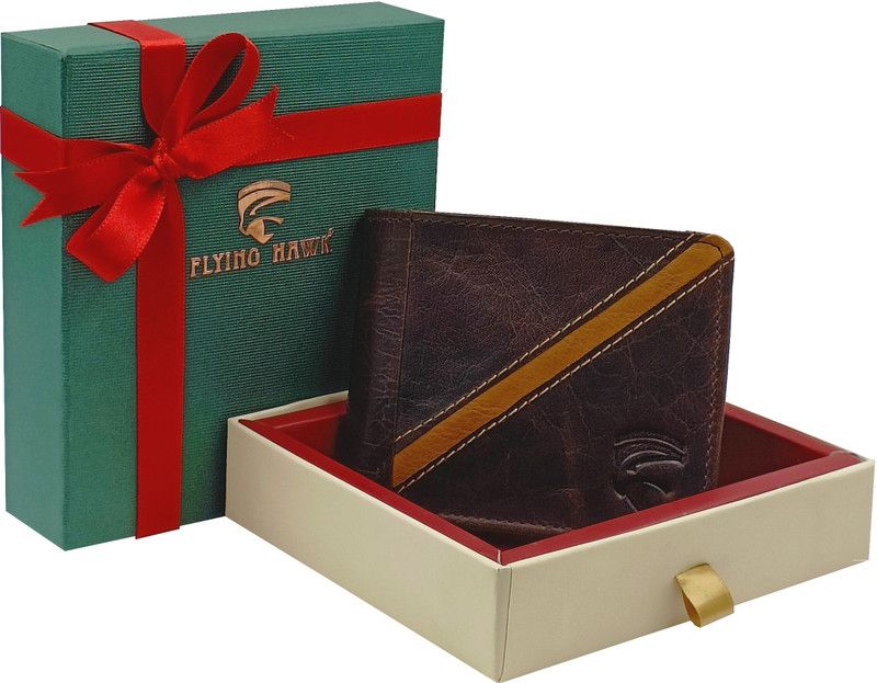 Men Brown Genuine Leather Wallet  (6 Card Slots)