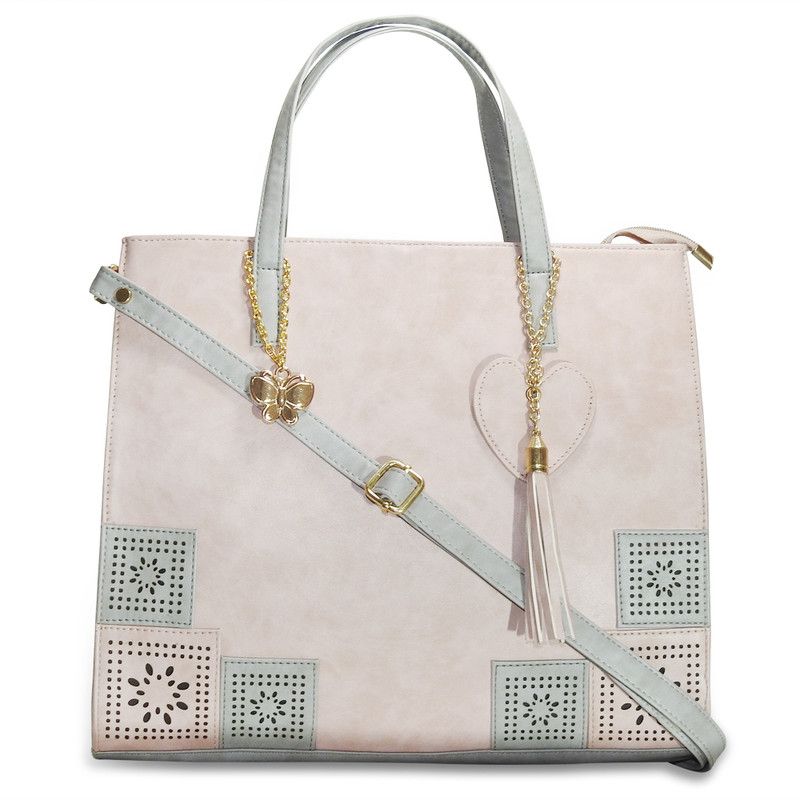 Women Pink, Grey Satchel - Extra Spacious