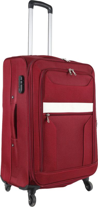 Small Cabin & Check-in Set (26 inch) - SYLISH SOLID MAROON WITH BORDER SINGLE -24 INCH - Maroon, White